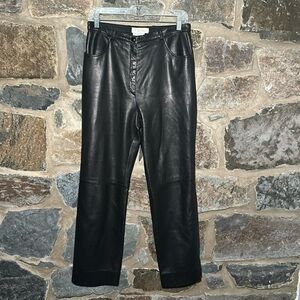 ESCADA 100% Lambskin Soft Leather Pants Straight Leg Zip Lined size